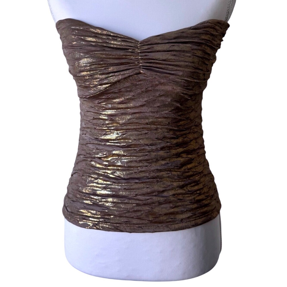 Marilyn Monroe Brand Metallic Gold Ruched Tube Top Strapless Going Out Size S
